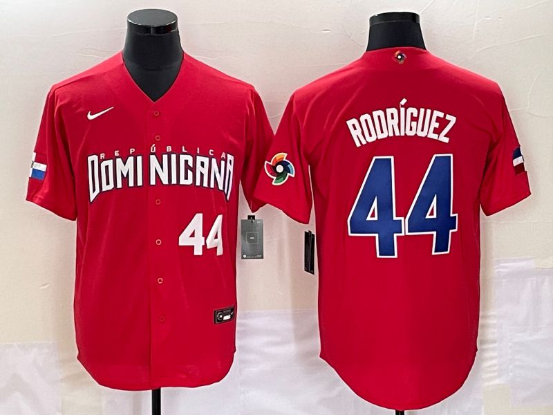 Men 2023 World Cub Dominicana #44 Rodriguez Red Nike MLB Jersey5